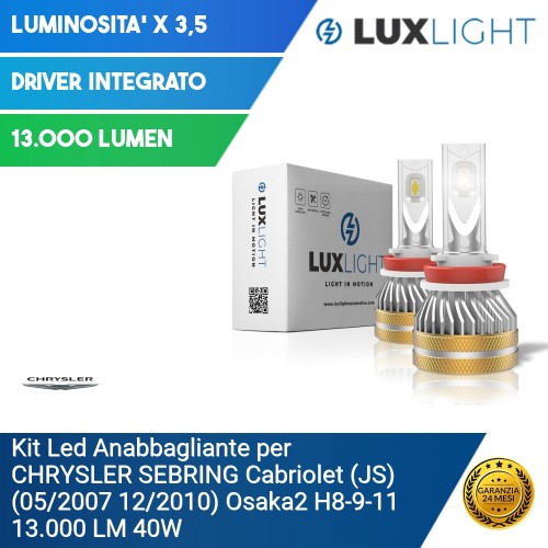 Kit Led Anabbagliante per CHRYSLER SEBRING Cabriolet (JS) (05/2007 12/2010) Osaka2 H8-9-11 13.000 LM 40W