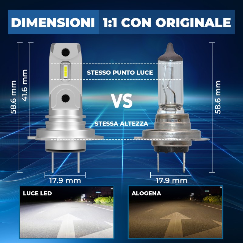 Kit Led Abbagliante per DS DS 7 Crossback (J_) (09/2017) Plug&Play H7-H18 7.000 LM 15W
