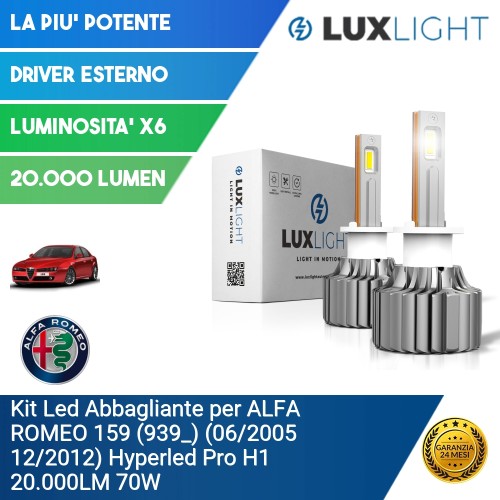 Kit Led Abbagliante per ALFA ROMEO 159 (939_) (06/2005 12/2012) Hyperled Pro H1 20.000LM 70W