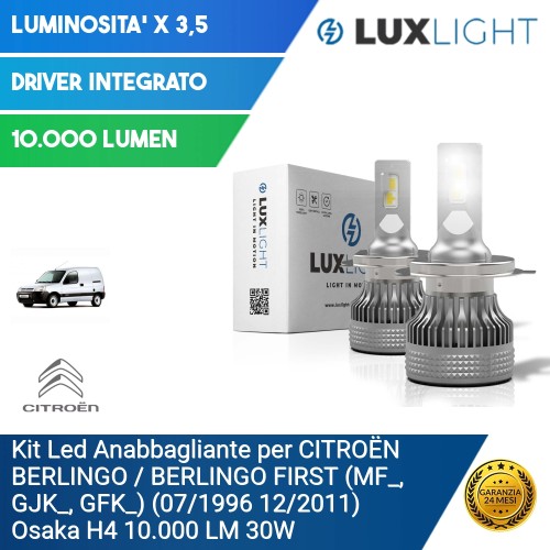 Kit Led Anabbagliante per CITROËN BERLINGO / BERLINGO FIRST (MF_, GJK_, GFK_) (07/1996 12/2011) Osaka H4 10.000 LM 30W