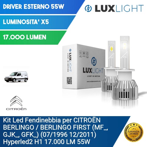 Kit Led Fendinebbia per CITROËN BERLINGO / BERLINGO FIRST (MF_, GJK_, GFK_) (07/1996 12/2011) Hyperled2 H1 17.000 LM 55W