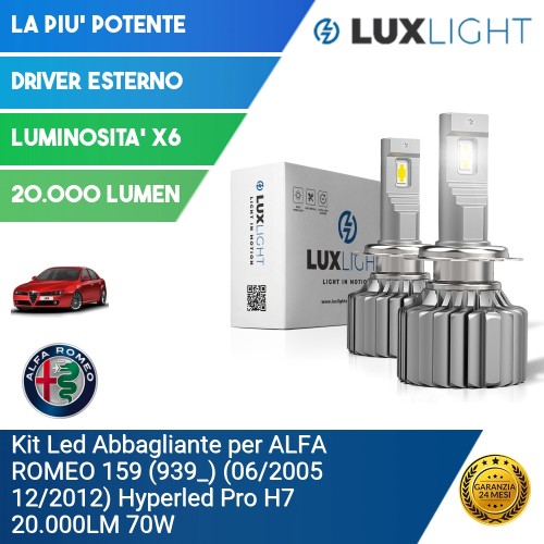 Kit Led Abbagliante per ALFA ROMEO 159 (939_) (06/2005 12/2012) Hyperled Pro H7 20.000LM 70W