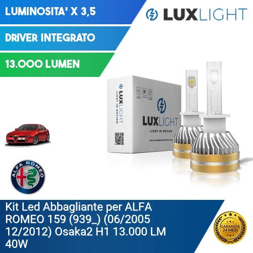 Kit Led Abbagliante per ALFA ROMEO 159 (939_) (06/2005 12/2012) Osaka2 H1 13.000 LM 40W