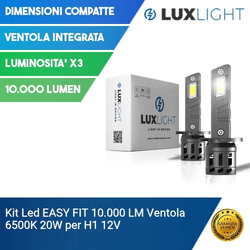 Kit Led EASY FIT 10.000 LM Ventola 6500K 20W per H1 12V