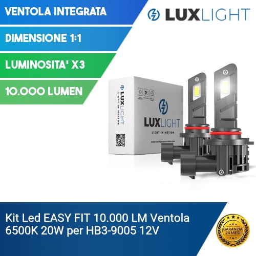 Kit Led EASY FIT 10.000 LM Ventola 6500K 20W per HB3-9005 12V