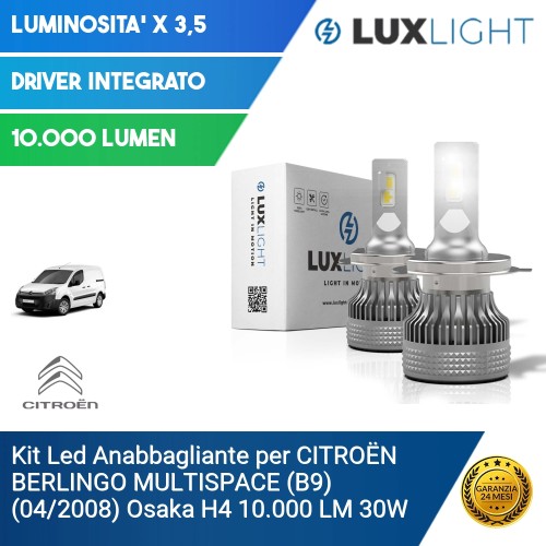 Kit Led Anabbagliante per CITROËN BERLINGO MULTISPACE (B9) (04/2008) Osaka H4 10.000 LM 30W