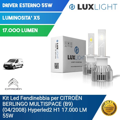 Kit Led Fendinebbia per CITROËN BERLINGO MULTISPACE (B9) (04/2008) Hyperled2 H1 17.000 LM 55W