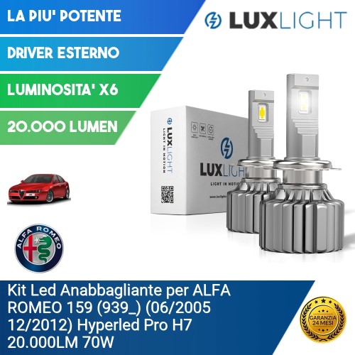 Kit Led Anabbagliante per ALFA ROMEO 159 (939_) (06/2005 12/2012) Hyperled Pro H7 20.000LM 70W