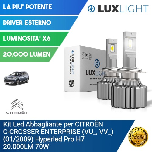 Kit Led Abbagliante per CITROËN C-CROSSER ENTERPRISE (VU_, VV_) (01/2009) Hyperled Pro H7 20.000LM 70W