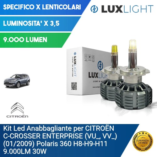 Kit Led Anabbagliante per CITROËN C-CROSSER ENTERPRISE (VU_, VV_) (01/2009) Polaris 360 H8-H9-H11 9.000LM 30W