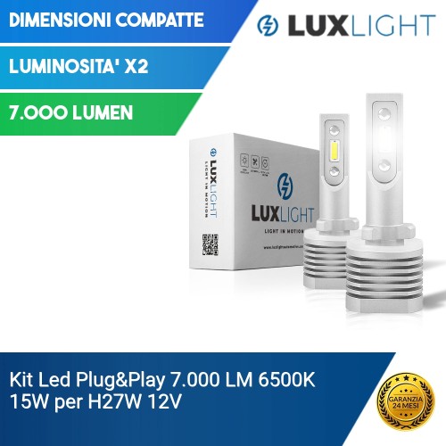 Kit Led Plug&Play 7.000 LM 6500K 15W per H27W 12V