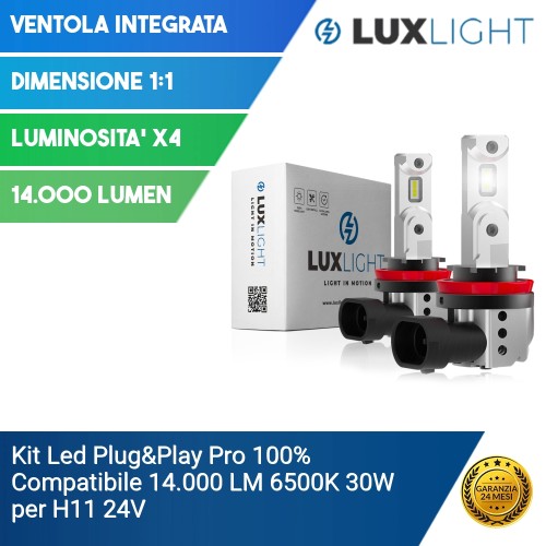 Kit Led Plug&Play Pro 100% Compatibile 14.000 LM 6500K 30W per H11 24V