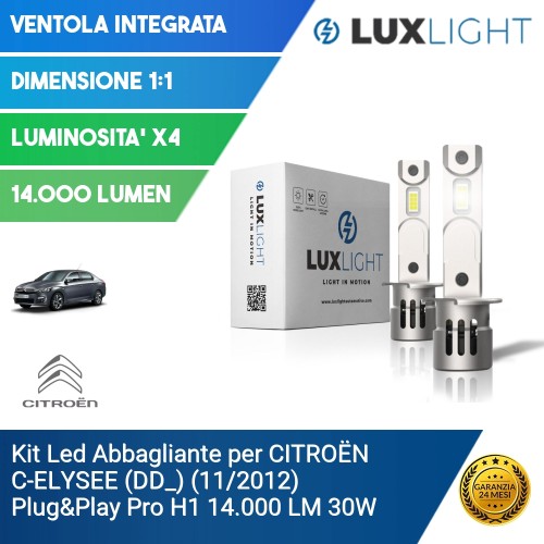 Kit Led Abbagliante per CITROËN C-ELYSEE (DD_) (11/2012) Plug&Play Pro H1 14.000 LM 30W