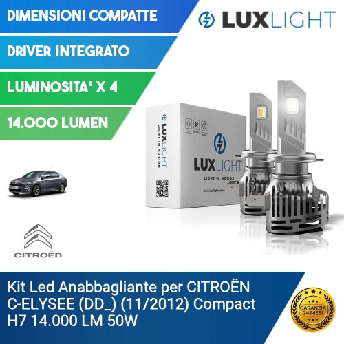 Kit Led Anabbagliante per CITROËN C-ELYSEE (DD_) (11/2012) Compact H7 14.000 LM 50W