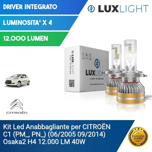 Kit Led Anabbagliante per CITROËN C1 (PM_, PN_) (06/2005 09/2014) Osaka2 H4 12.000 LM 40W