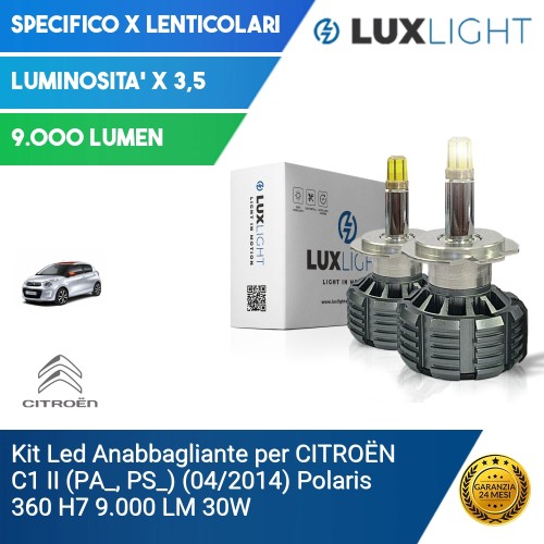 Kit Led Anabbagliante per CITROËN C1 II (PA_, PS_) (04/2014) Polaris 360 H7 9.000 LM 30W