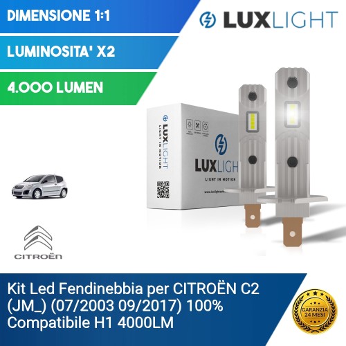 Kit Led Fendinebbia per CITROËN C2 (JM_) (07/2003 09/2017) 100% Compatibile H1 4000LM