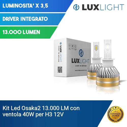 Kit Led Osaka2 13.000 LM con ventola 40W per H3 12V