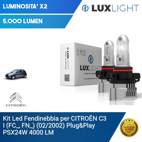 Kit Led Fendinebbia per CITROËN C3 I (FC_, FN_) (02/2002) Plug&Play PSX24W 4000 LM