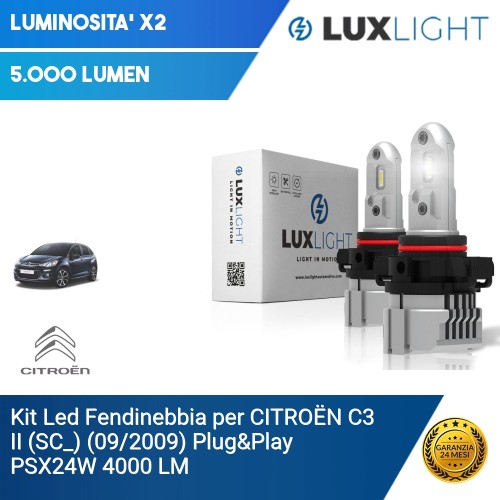 Kit Led Fendinebbia per CITROËN C3 II (SC_) (09/2009) Plug&Play PSX24W 4000 LM