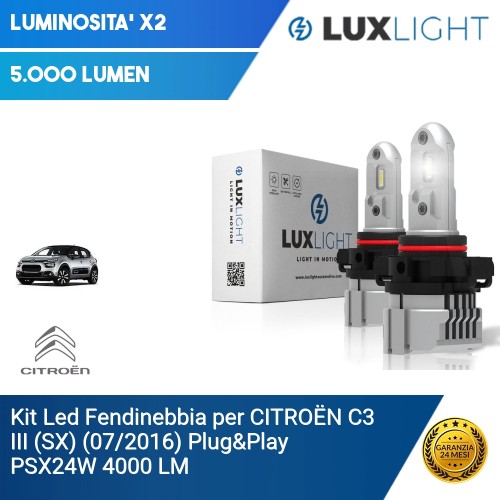 Kit Led Fendinebbia per CITROËN C3 III (SX) (07/2016) Plug&Play PSX24W 4000 LM