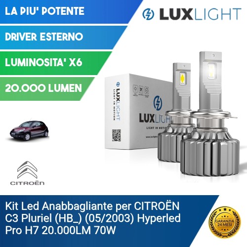 Kit Led Anabbagliante per CITROËN C3 Pluriel (HB_) (05/2003) Hyperled Pro H7 20.000LM 70W