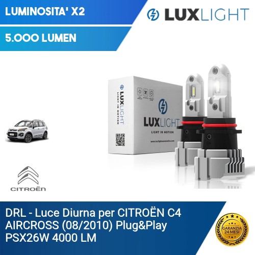 DRL - Luce Diurna per CITROËN C4 AIRCROSS (08/2010) Plug&Play PSX26W 4000 LM