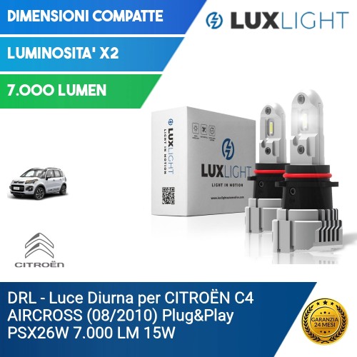 DRL - Luce Diurna per CITROËN C4 AIRCROSS (08/2010) Plug&Play PSX26W 7.000 LM 15W