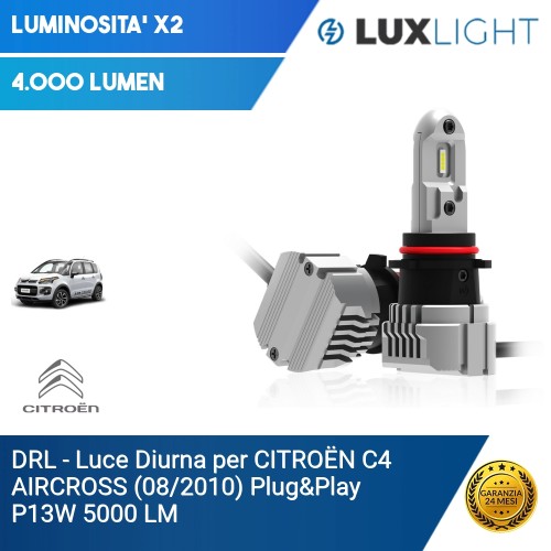 DRL - Luce Diurna per CITROËN C4 AIRCROSS (08/2010) Plug&Play P13W 5000 LM