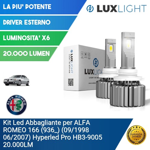 Kit Led Abbagliante per ALFA ROMEO 166 (936_) (09/1998 06/2007) Hyperled Pro HB3-9005 20.000LM