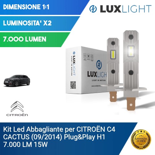 Kit Led Abbagliante per CITROËN C4 CACTUS (09/2014) Plug&Play H1 7.000 LM 15W