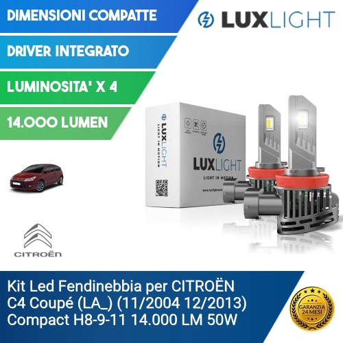 Kit Led Fendinebbia per CITROËN C4 Coupé (LA_) (11/2004 12/2013) Compact H8-9-11 14.000 LM 50W