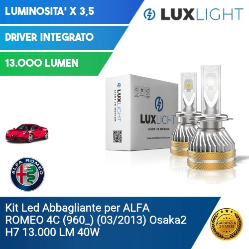 Kit Led Abbagliante per ALFA ROMEO 4C (960_) (03/2013) Osaka2 H7 13.000 LM 40W