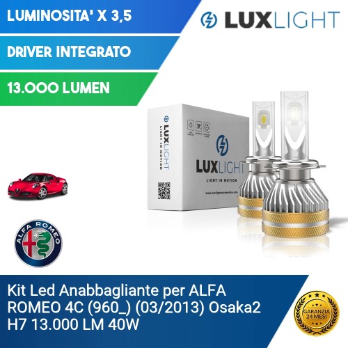 Kit Led Anabbagliante per ALFA ROMEO 4C (960_) (03/2013) Osaka2 H7 13.000 LM 40W