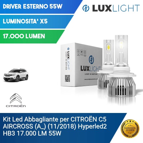 Kit Led Abbagliante per CITROËN C5 AIRCROSS (A_) (11/2018) Hyperled2 HB3 17.000 LM 55W