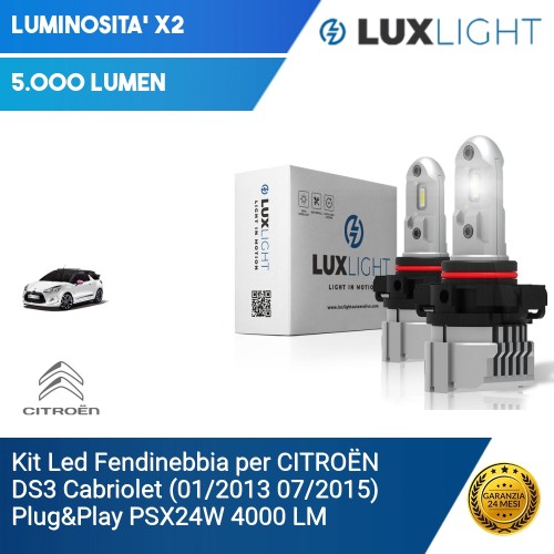 Kit Led Fendinebbia per CITROËN DS3 Cabriolet (01/2013 07/2015) Plug&Play PSX24W 4000 LM