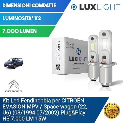 Kit Led Fendinebbia per CITROËN EVASION MPV / Space wagon (22, U6) (03/1994 07/2002) Plug&Play H3 7.000 LM 15W