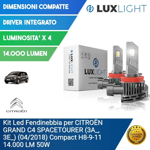 Kit Led Fendinebbia per CITROËN GRAND C4 SPACETOURER (3A_, 3E_) (04/2018) Compact H8-9-11 14.000 LM 50W