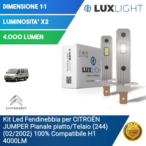 Kit Led Fendinebbia per CITROËN JUMPER Pianale piatto/Telaio (244) (02/2002) 100% Compatibile H1 4000LM