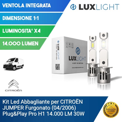 Kit Led Abbagliante per CITROËN JUMPER Furgonato (04/2006) Plug&Play Pro H1 14.000 LM 30W