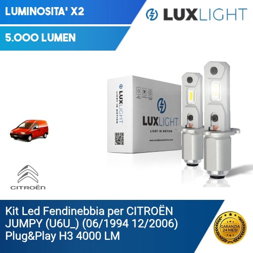 Kit Led Fendinebbia per CITROËN JUMPY (U6U_) (06/1994 12/2006) Plug&Play H3 4000 LM