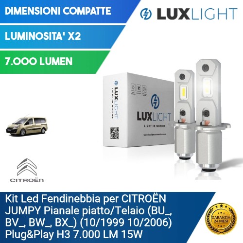 Kit Led Fendinebbia per CITROËN JUMPY Pianale piatto/Telaio (BU_, BV_, BW_, BX_) (10/1999 10/2006) Plug&Play H3 7.000 LM 15W