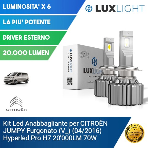 Kit Led Anabbagliante per CITROËN JUMPY Furgonato (V_) (04/2016) Hyperled Pro H7 20'000LM 70W