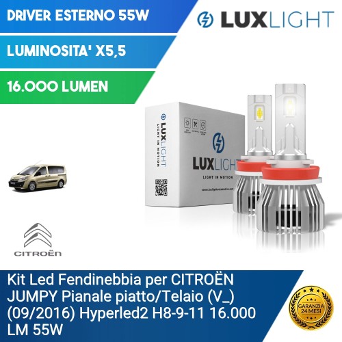 Kit Led Fendinebbia per CITROËN JUMPY Pianale piatto/Telaio (V_) (09/2016) Hyperled2 H8-9-11 16.000 LM 55W