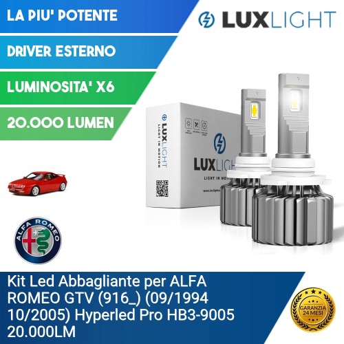 Kit Led Abbagliante per ALFA ROMEO GTV (916_) (09/1994 10/2005) Hyperled Pro HB3-9005 20.000LM