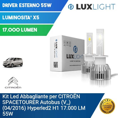 Kit Led Abbagliante per CITROËN SPACETOURER Autobus (V_) (04/2016) Hyperled2 H1 17.000 LM 55W