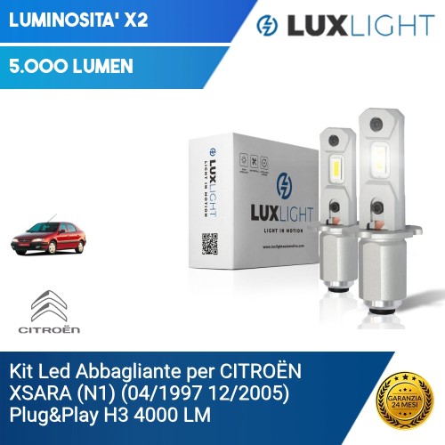 Kit Led Abbagliante per CITROËN XSARA (N1) (04/1997 12/2005) Plug&Play H3 4000 LM