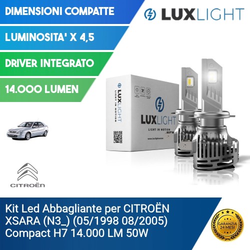 Kit Led Abbagliante per CITROËN XSARA (N3_) (05/1998 08/2005) Compact H7 14.000 LM 50W