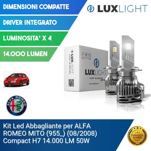 Kit Led Abbagliante per ALFA ROMEO MITO (955_) (08/2008) Compact H7 14.000 LM 50W