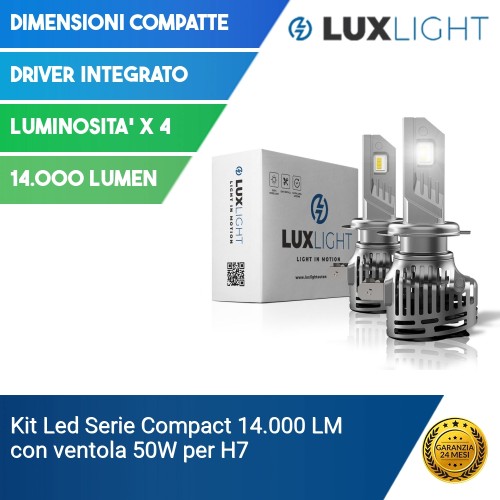 Kit Led Serie Compact 14.000 LM con ventola 50W per H7